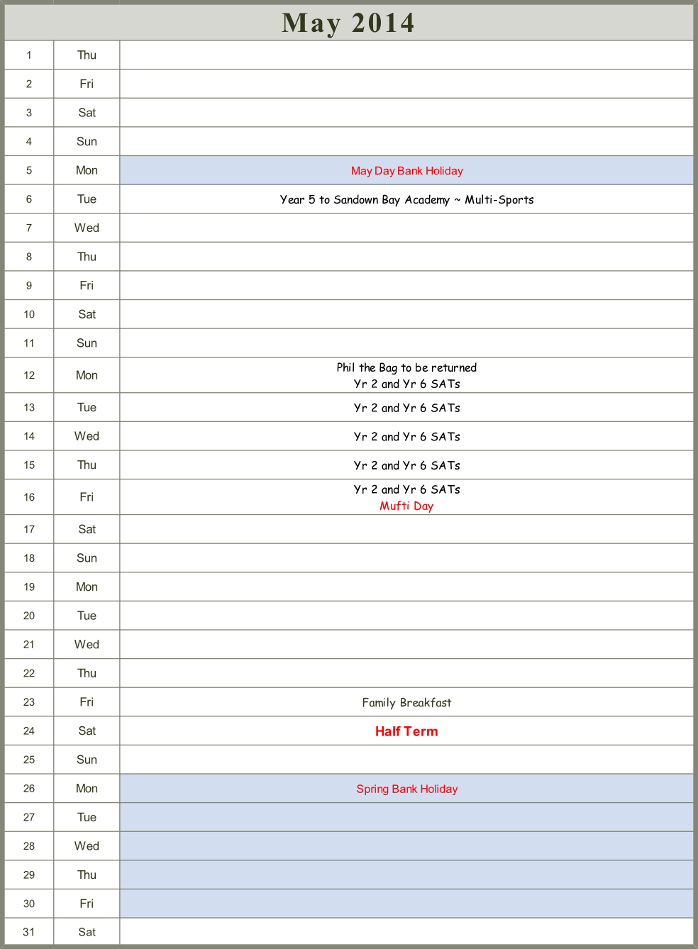 Calendar