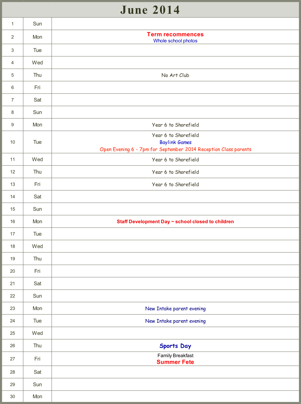 Calendar