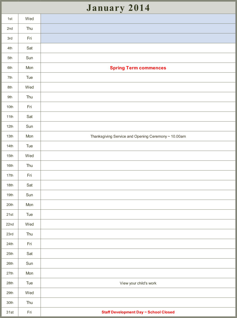 Calendar