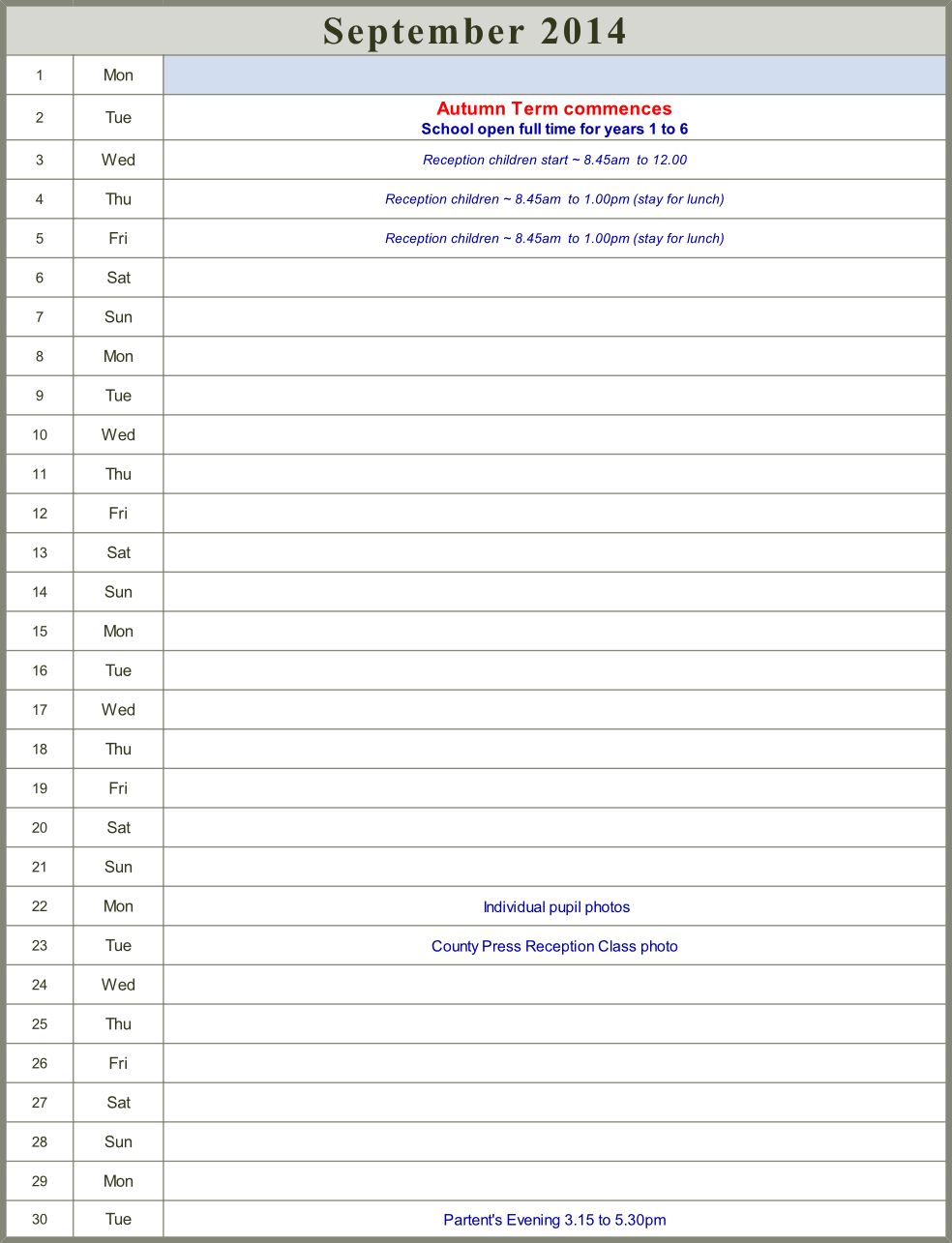 Calendar