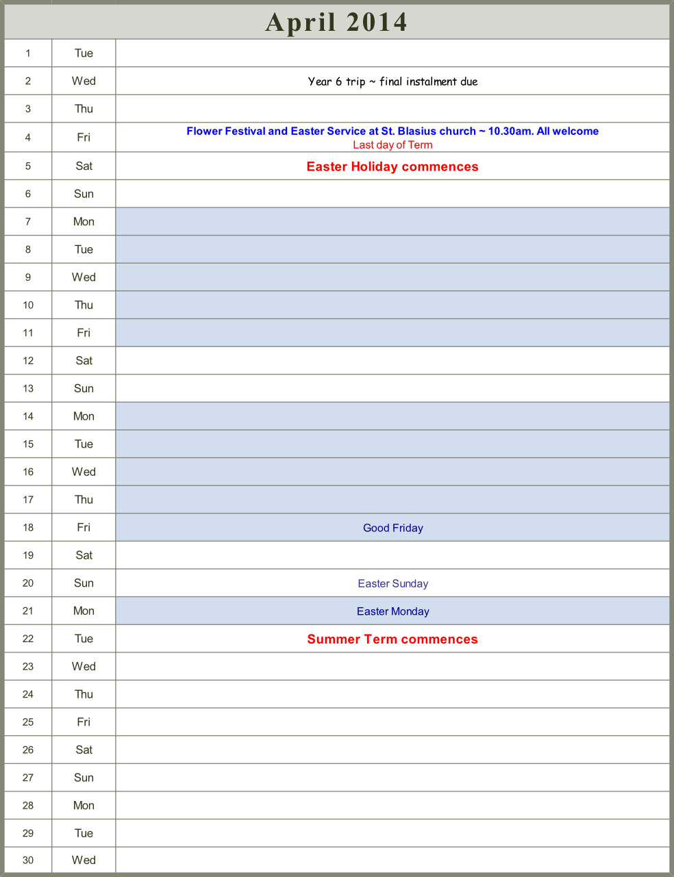 Calendar